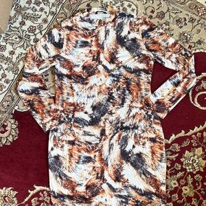 SHEIN Orange and Black Long Sleeve Dress